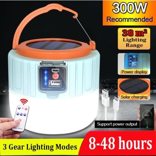 500W Led Solar Camping Light Portable Lanterns USB Charging Night Lamp Market Lamp Energy-saving bulb Outdoor Emergency Lamp