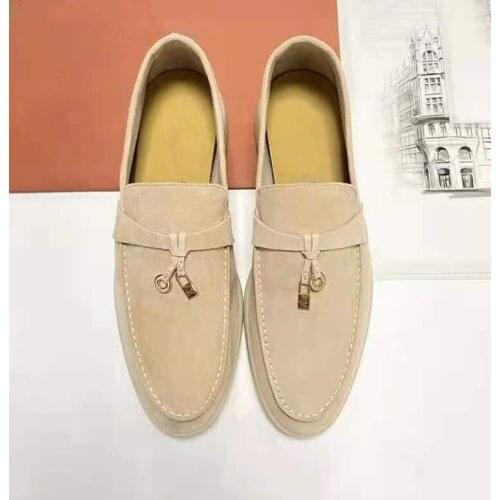 2021Flat loafers2021 retro round toe shoes cowhide casual shoes luxury brand leather stitching womens shoes flat shoes