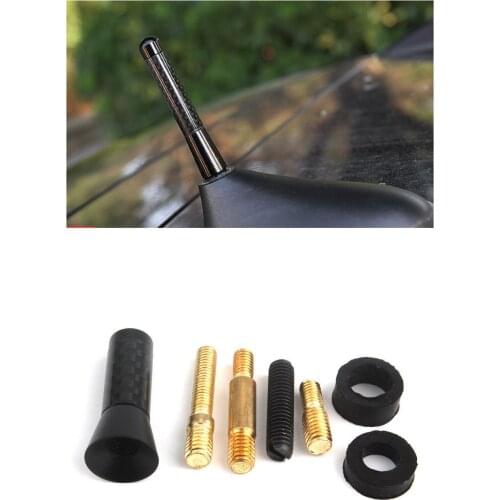 1.4" 35mm Black Universal Car Aluminum Antenna AM/FM Radio Aerial Screws Carbon Fiber fit for Ford F150 Toyota bmw Audi