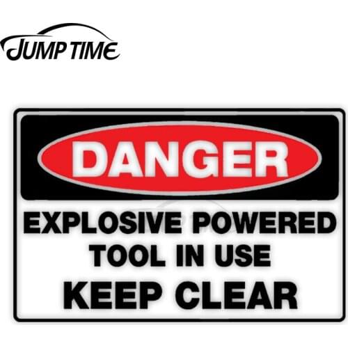 Jump Time 13cm x 8cm Car Sticker Explosive Powered Tool In Use Decals Personality Bulding Window Waterproof Vinyl Car Decor