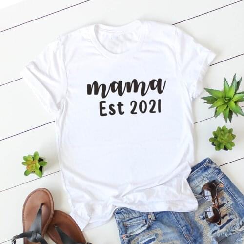 Mama est 2021 Fashion Woman T-shirts Top Casual Letter Print shirts clothes for pregnant basic lady t-shirt ropa mujer
