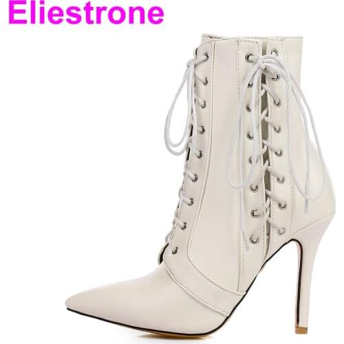 Brand New Quality Fashion Black Red White Women Ankle Boots Fashion High Heel Lady Riding shoes KA842 Plus Big Size 10 43 45 47