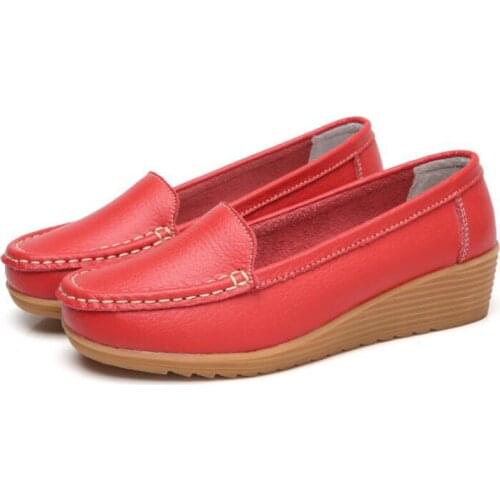 Soft Bottom Women Wedge Genuine Leather Mother Shoes Comfort Oxford Shoes For Women Shoes Women Loafers Moccasins Plus Size 41
