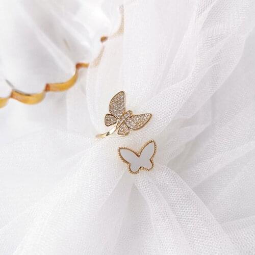 2021 New Arrival 14K Gold Plated Butterfly Adjustable Rings For Women Zircon Wedding Rings