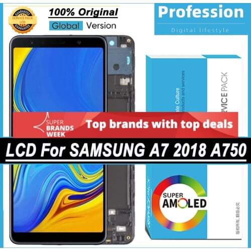 100% Original 6.0'' AMOLED Display for Samsung Galaxy A7 2018 A750 SM-A750F A750F Full LCD Touch Screen Repair Parts