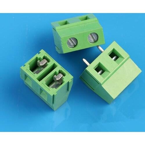 100pcs KF128-7.5-2P Screw 2Pin 7.5mm Straight Pin PCB Screw Terminal Block Connector 300V/10A Green Color