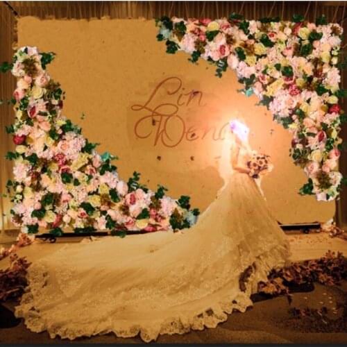 2pcs/lot big size 1.2M x 1.2M Artificial silk rose flower wall flower backdrop Wedding Decoration