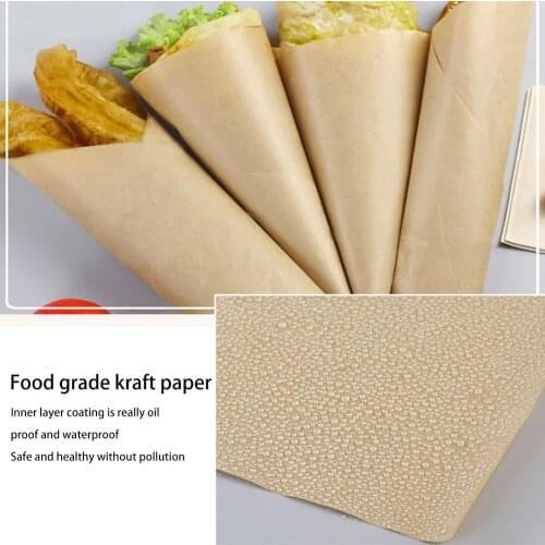 200Pcs Brown Kraft Wrapping Paper Food Wrapping Durable Waterproof Oil Resistant Laminating Tray Paper Baking Tools