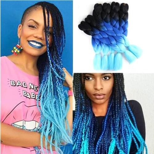 3 Color Gradient Jumbo Braiding Hair Extensions Kanekalon Braiding Hair Ombre Multiple Tone Colored Synthetic Hair for Women