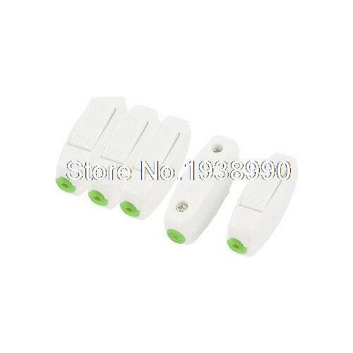 5 x White Plastic OFF/ON Button Inline Cord Lamp Switch AC 250V 3A