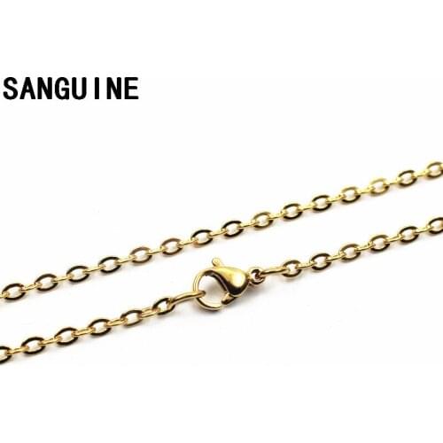 5pcs/lot Stainless Steel Lobster Clasp Chain golden Classic Chains 50cm Necklace For Floating Locket Women Necklace Jewelry