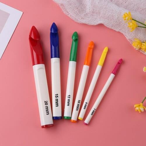 6pcs/set ABS Plastic Handle Knitting Needles Aluminum Crochet Hooks for Weaving Sewing Sweater Knitting DIY Crafts