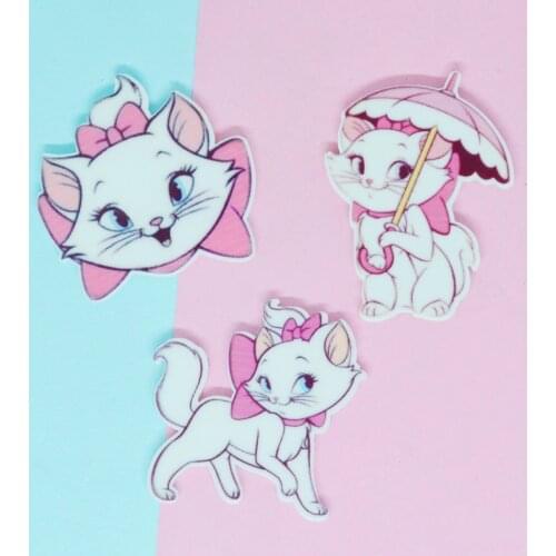 Acrylic Flat Back Japanese Cartoon Cat Planar,Scrapbook Card-making Embellishments,Hair Bow Centers-10PCS
