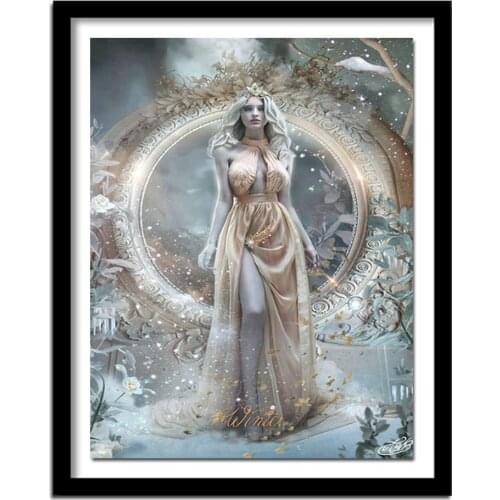 Diamond Embroidery 5D DIY Diamond fairy Pattern Diamond Painting Cross Stitch girl portrait round Rhinestone Decoration