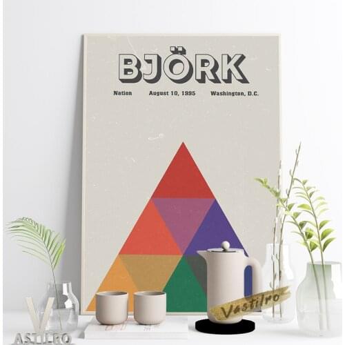 Bjork Avant-Garde Music Singer Live Gig Vintage Art Print Poster Colourful Triangle Pattern Illustration Wall Picture Home Decor