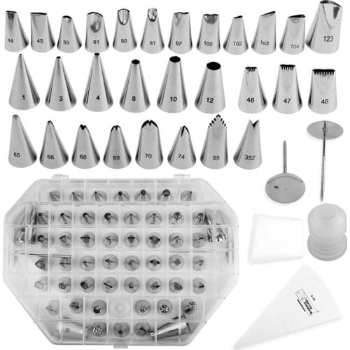 Free Shipping 55pcs Stainless Steel 304 Cake Icing Frosting Tips DIY Decoration Cupcake Piping Nozzles Set