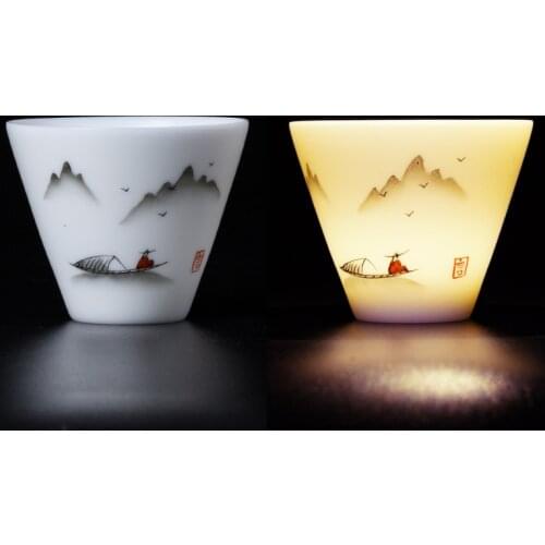 Gong Fu Teacup Ceramic Small Single Lamb Fat Jade White Porcelain Hand Painted Master Cup Personal Dedicated Tea Gaiwan Teaset