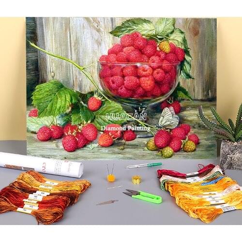 Flowers Fruit Printed Fabric 11CT Cross-Stitch Complete Kit DIY Embroidery DMC Threads Handicraft Handmade Stamped
