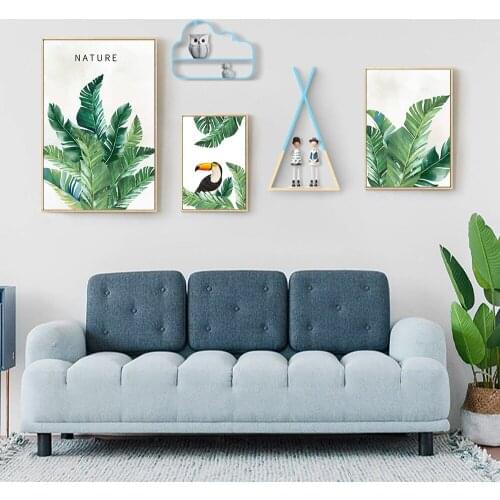 Green Plant Fresh Nature Macaw Freshness Beauty Decorative Canvas Painting Wall Art Picture for Living Room Office Home Decor