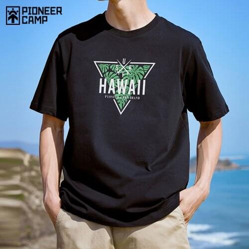 Pioneer Camp New Summer T-shirts Men 100% Cotton Leaf Print Streetwear Hip Hop Casual Mens t-shirts ATS105486