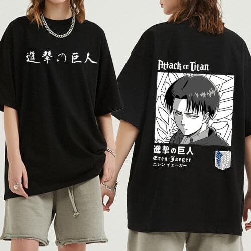 Attack on Titan Graphic T-shirt Men Levi Cool Tshirt New Design Shingeki No Kyojin Unisex Oversized Black T Shirt Anime Top Tees