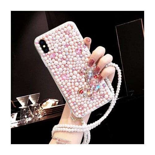 Fashion Love Heart color Diamond Pearl Soft Phone Case For Samsung S20 S10 S9 S8 Plus Note10 Plus Note9 Note8 Silicone Cover