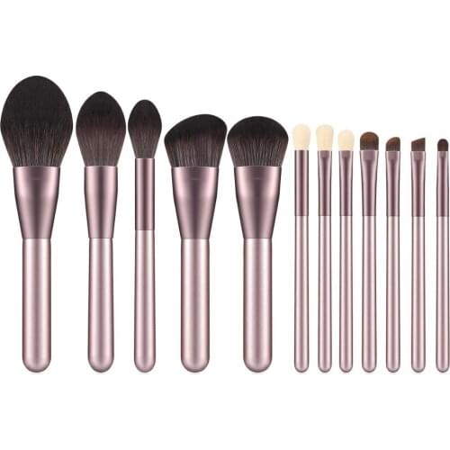 HMG 12Pcs Makeup Brushes Set Powder Eyeshadow Lip Cosmetic Brush Kit Foundation Eyebrow Blush Beauty Makeup Tools With Bag