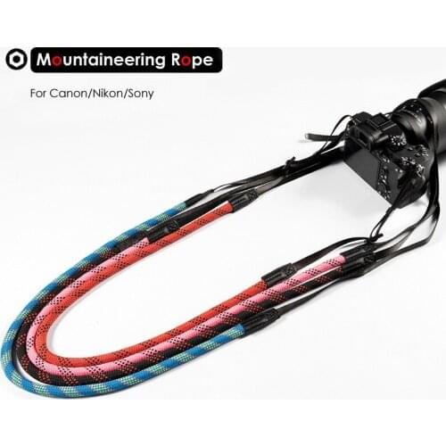 Hand-woven Nylon Mountaineering Rope Camera Shoulder Neck Strap 85cm to 185cm Belt for Canon Nikon Olympus Pentax Sony DSLR