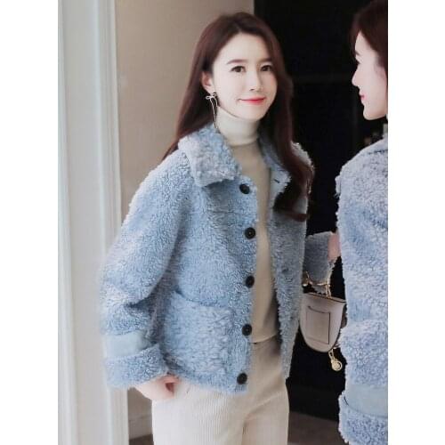 2021 new winter Lamb Fur grass coat womens short pure wool granular cashmere coat womens Kara roll young