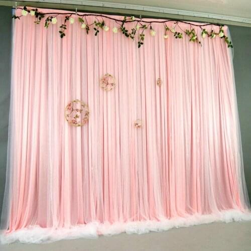 Peach Pink Tulle Chiffon Backdrop for Bridal Shower Wedding Ceremony Backdrops Curtains Newborn Baby Shower Backdrop Photo Booth