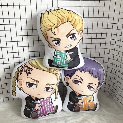 Tokyo Revengers Pillow Soft Plush Manjiro Sano Ken Ryuguji Stuffed Toy Cushion Plushie Home Decoration Gifts