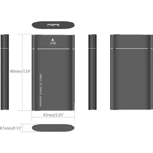 R58A New SSD Aluminum Alloy MSATA To Usb3.0/3.1 Solid Hard Drive Box Mobile High-speed Transmission Case