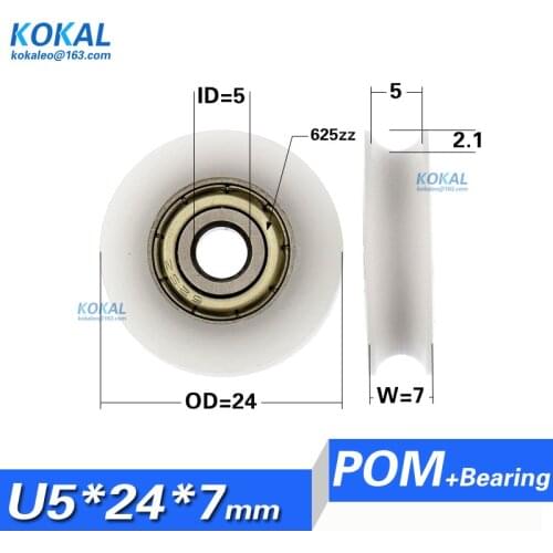 Free Shipping 10pcs 625zz bearing roller 5*24*7 u groove bearing wheel POM coated with bearing roller
