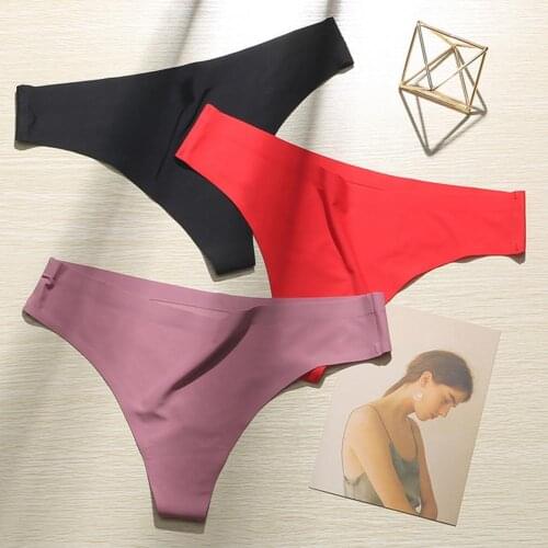 Sexy Ice Silk Thin Low Waist Seamless G-string Thong Panties Underwear for Daily Wear