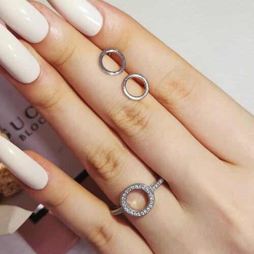 2pcs Pack bohemian black silver gold color circle round jewelry set for women wedding adjustable ring stud earrings gift J6368