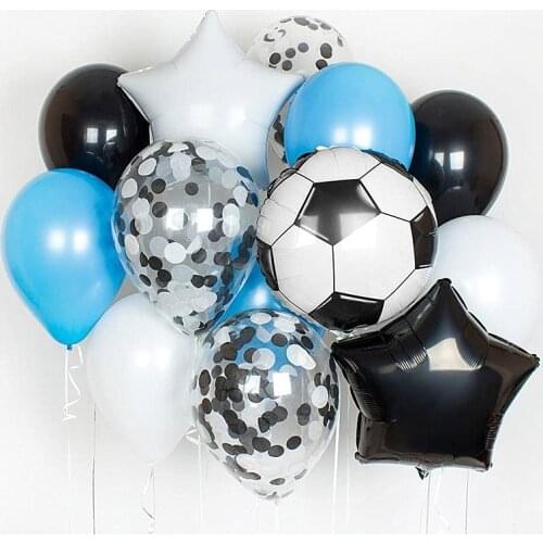 Football Soccer Theme Party Round Balloons Black White Confetti Helium Balloon Sports Meet Boy Party Decoration Supplies