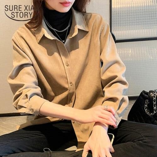 Spring Womens Shirts Autumn Vintage Long Sleeve Frosted Shirts Korean Office White Blouses Coat Fashion Chemisier Femme 12356