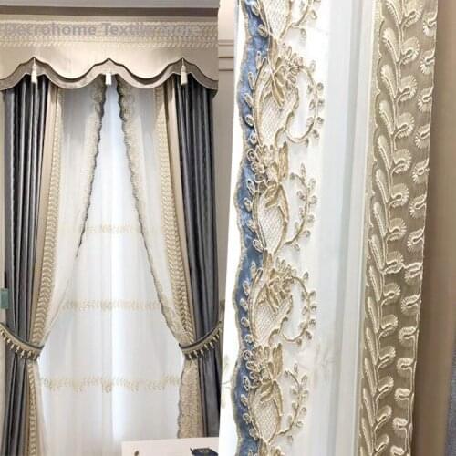 High-End High-Precision Embroidered Jacquard Luxury Curtains for Living Room Bedroom Luxury Home Decor Morden Tulle