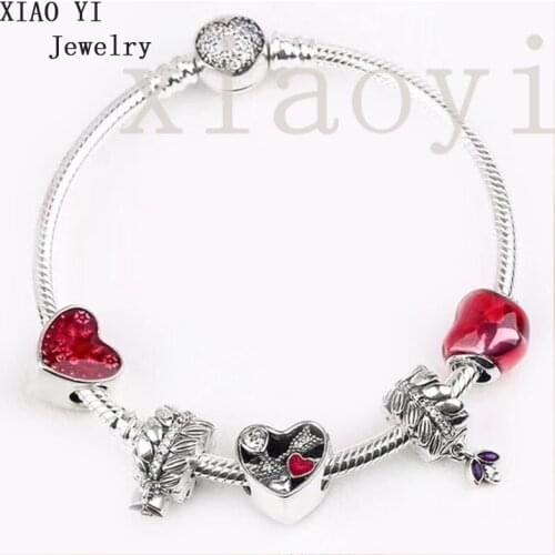 XIAOYI 2020 New 100% S925 Red arrow heart wheat glaze suitable for lovers fashion temperament bracelet wedding female
