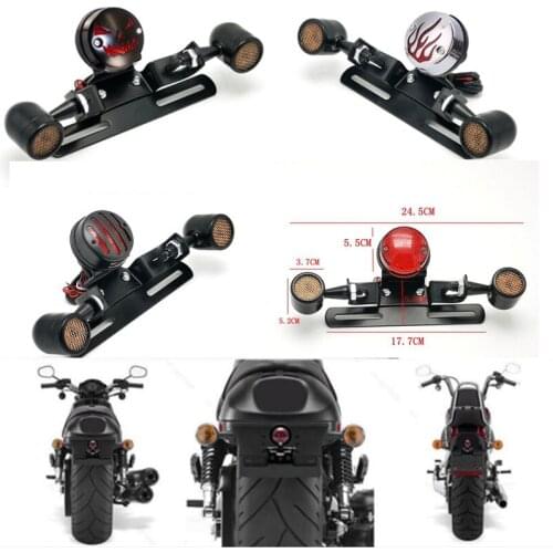 Black Silver Motorbike Rear Flashing 12V Universal for Harley Moto Tail Light with Turn Signal Motorcycle Brake Light Indicators