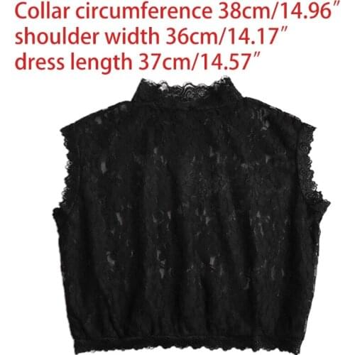 Women Hollow Floral Lace Fake Collar Turtleneck Detachable Dickey Half Blouse F3MD
