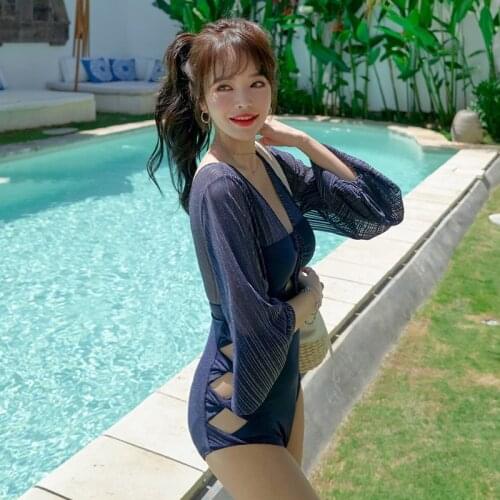 Rashguard Long Sleeve Swimsuit Womens Swimwear Rashguards Swimming Woman Korean New Sexy Cut Dot Swimwear For Women