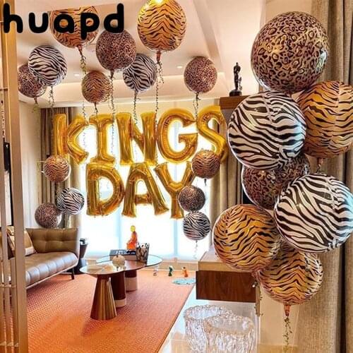 22 Inch 4D Animal Stripe Leopard Print Aluminum Foil Balloon Jungle Safari Birthday Party Decoration Children Helium Balloon