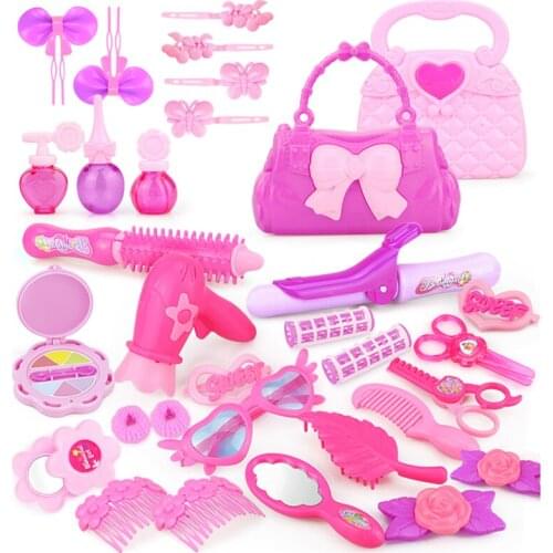 24-32PCS Simulation Plastic Toy Dressing Pretend Kid Make Up Toys Pink Makeup Set Cosmetic Princess Hairdressing Toy for Girls