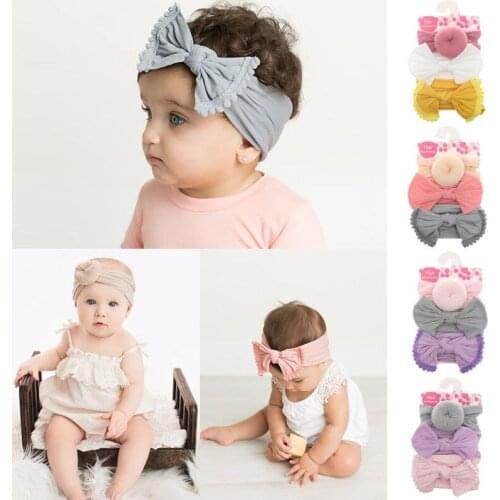 3pcs/set Cute Princess Girl Hair Accessories Headwear Kid Baby Bow Hairband Headband Stretch Turban Knot Head Wrap 3pcs