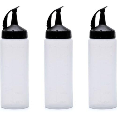 3-pack Seasoning Jar Salad Dressing Bottle, Plastic Soy Sauce Bottle, Multifunction Squeeze Control Bottle