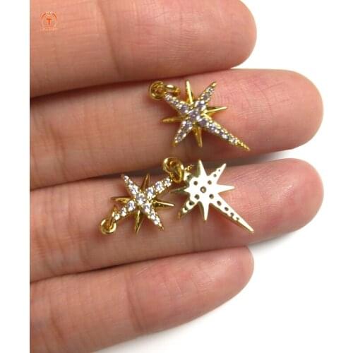 5pcs Delicate Tiny Star Pendant Shiny Cubic Zircon Bridesmaid Gift Pendant For Women Necklace Earrings Set DIY Jewelry Making Y