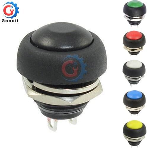 5pcs ON-OFF 12mm PBS-33B Waterproof Momentary Push button Switch SPDT 1A 250V Black/Red/Green/Yellow/Blue