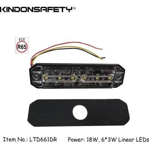 50pcs Free shipping! ECE R65 approved 18W Linear 6 LED strobelight/car warning light/Varningsljus/LED flitser/strobelys