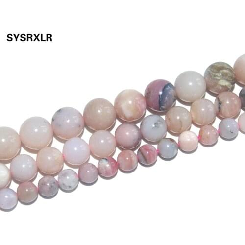 Free Shipping 100% Natural Stone Imported Pink Opal Gem Round Beads For Jewelry Making DIY Bracelet Necklace 6/8/10 MM Strand